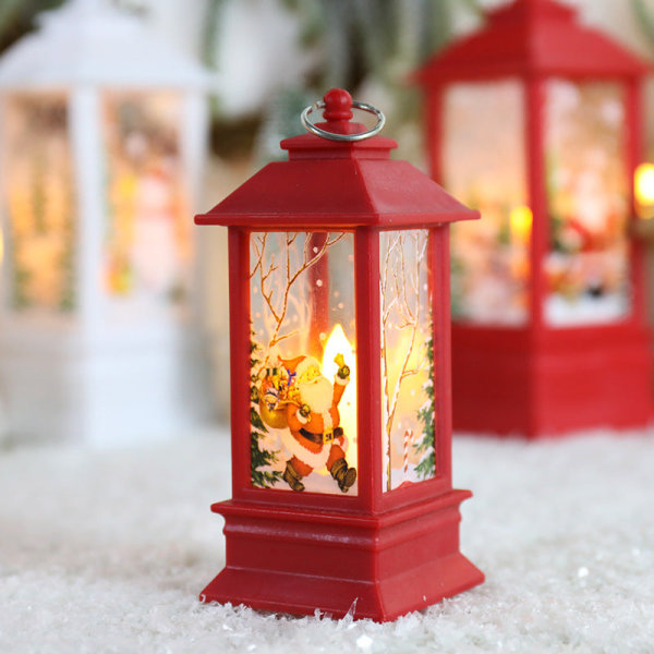 Jouluinen myrskylyhty kynttilänjalkalamppu pieni yölamppu vanha lumiukkokoriste pieni yölamppu työpöydän koriste Small brush Golden snowman