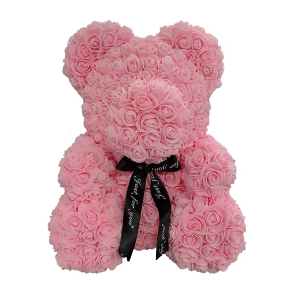 40cm Rose Bear Heart Konstgjord Blomster Rose Nalle För Kvinnor Alla hjärtans bröllop Födelsedag Julklapp Light pink 25CM