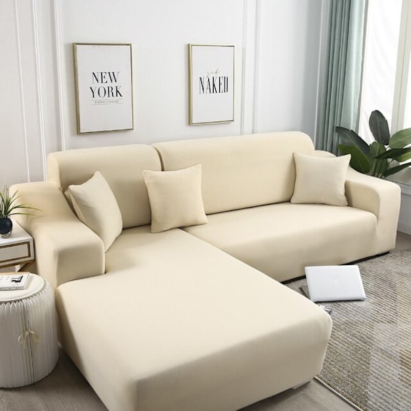 Enfärgade hörnsofföverdrag för vardagsrum, elastiska Spandex sofföverdrag, stretchiga överdrag, L-formad soffa, behöver köpa 2 st sofföverdrag 3 1pc 3-Seat 190-230cm