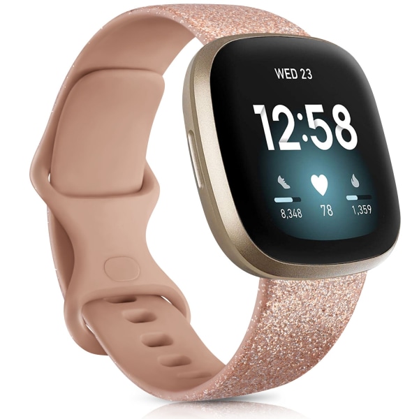 Klockarmband för Fitbit Versa 3 Armband Silikon Ersättningsarmband för Fitbit Sense Armband Correa Tillbehör Roséguld Silver s-rose gold size S for Versa3
