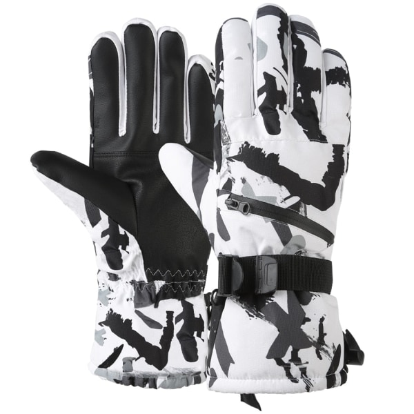 Vinter Snowboard Skidhandskar PU Läder Halkfri pekskärm Vattentät Motorcykel Cykling Fleece Varm snö Handskar Unisex Snowboard Gloves L