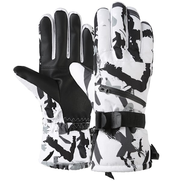 Vinter Snowboard Skidhandskar PU Läder Halkfria Pekskärm Vattentäta Motorcykel Cykling Fleece Varma Snöhandskar Unisex Snowboard Gloves2 S