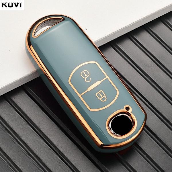 TPU Bil Fjärrkontroll Nyckel Fodral Skydd För Mazda 2 3 6 Atenza Axela Demio CX-5 CX5 CX-3 CX7 CX-9 2015 2016 2017 2018 2019 Tillbehör 2 button Grey