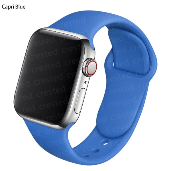 Silikonrem för Apple Watch Band 44mm 40mm 38mm 42Mm Correa Iwatch Serie Se 6 5 4 3 Armband Apple Watch Series 7 45mm 41mm Capri Blue 42 44 45 mm S-M