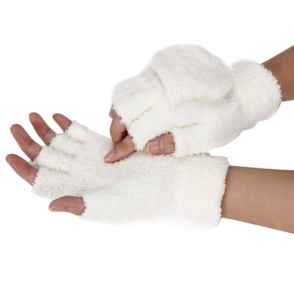 Vinter Varma Tjocka Ullhandskar Stickade Flip Fingerlösa Flexibla Exponerade Finger Tjocka Handskar Vantar Män Kvinnor Handske Gray