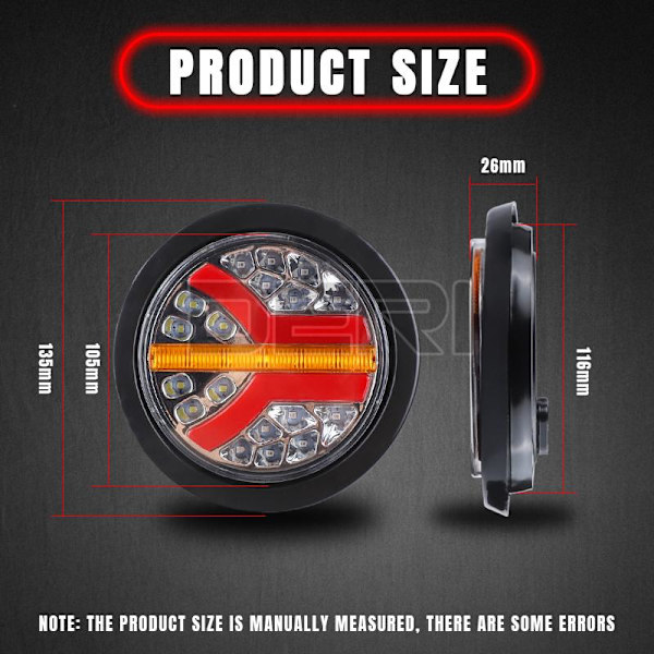 4 tum 12V 24V Runda LED Baklyktor Lastbil Bakljus För Släpvagnar 4x4 Van Pickup Baklampa Dynamisk Blinkers Stoppljus 2pcs Overseas