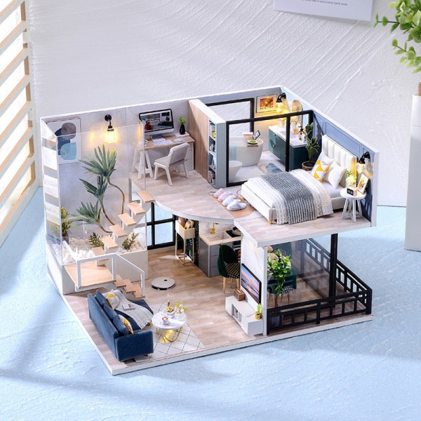 Diydockhus Miniatyr med Möbler, Modell Vindsrum Presentleksaker Default Title