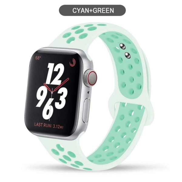 Silikonarmband för Apple Watch band 44mm 40mm 38mm 42mm Andningsbart handleds Sportbälte armband iWatch serie 5 4 3 2 SE 6 klockarmband Dark light blue 42MM or 44MM-M L