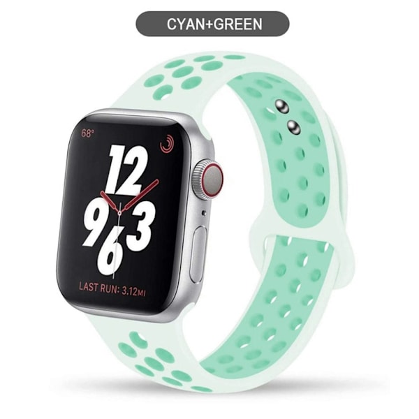 Silikoniranneke Apple Watch -rannekkeelle 44mm 40mm 38mm 42mm Hengittävä urheiluranneke iWatch serie 5 4 3 2 SE 6 -kellon ranneke Obsidian Mist 38MM or 40MM-S M