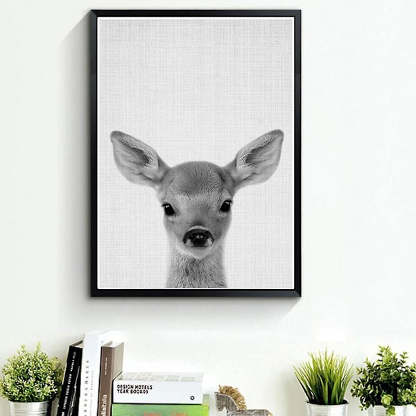 Wekity Hjort Väggkonst Canvas Tryck Affisch, Enkel Modefotografi Konst Dekor för Hem Vardagsrum Sovrum Kontor och Barnrum (Set med 2 Oramade)