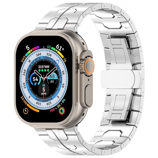 Urrem til Apple Watch iWatch 42/44/45/49mm titanium ridsefast Sølv