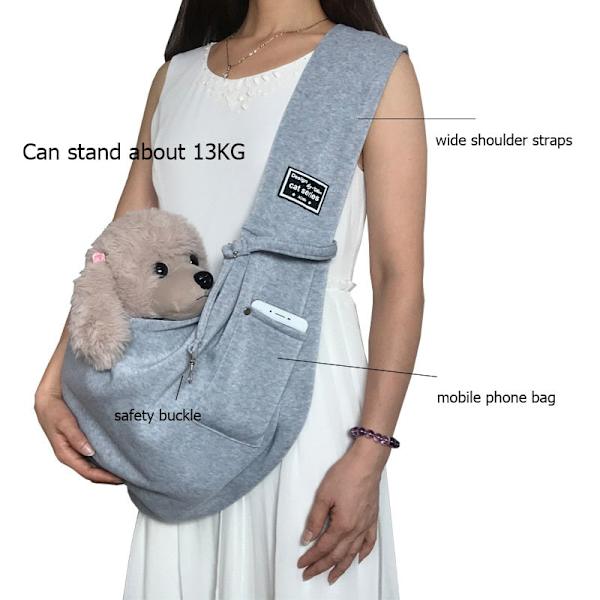 Bärväska för valpar, katter, valpar, utomhusresor, hund, axelväska, bomull, enkel komfortsling, handväska, tote pouch Red