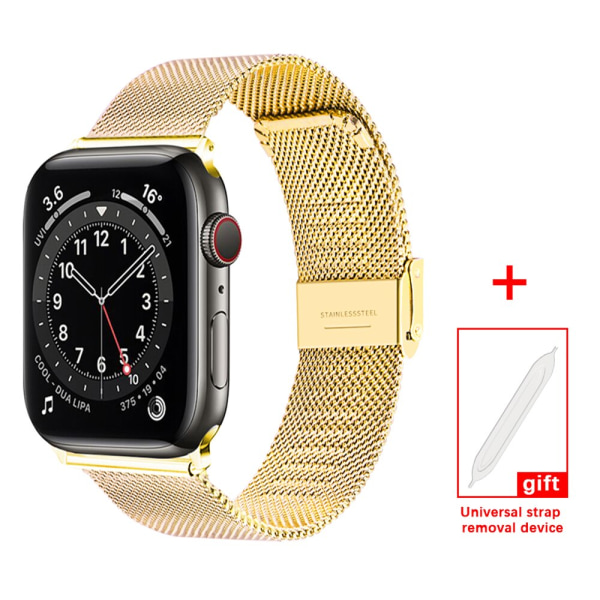 Milanese Loop för Apple Watch Band 6 SE 5 4 44mm 42mm Armband i rostfritt stål Metallarmband av iWatch Series 1 2 3 38mm 40m Black 44mm