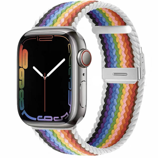 Kellon ranneke Apple Watch iWatch S10-46mm 42/44/45/49mm valkoreunainen sateenkaari
