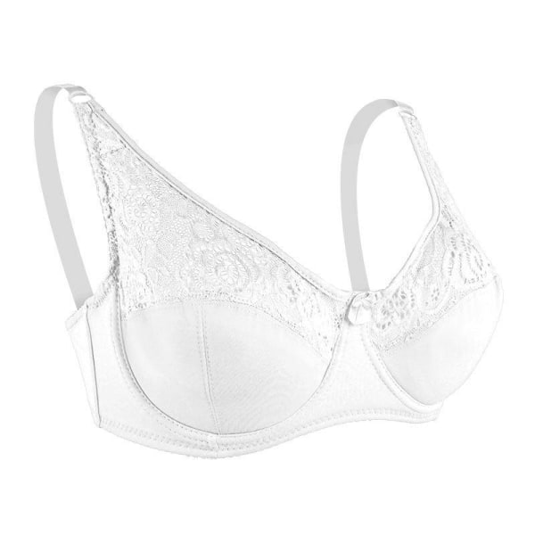 Queenral Sexet BH Blonde Justerbar BH Med Stålringe Samlende Topstøtte Åndbar Stor Størrelse Dame Undertøj White 40/90D