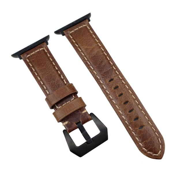 Kellon ranneke Apple Watch iWatch 42/44/45/49mm musta liitin halkeillut ruskea-iso musta solki