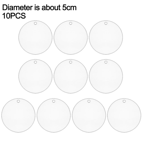 10/5 st Akrylskivor Julgran Hängande Ornament DIY Tom Cirkel Jul Nyår Dekor för Hem Klar Prydnadskula Hantverk 10PCS-Diameter 5cm
