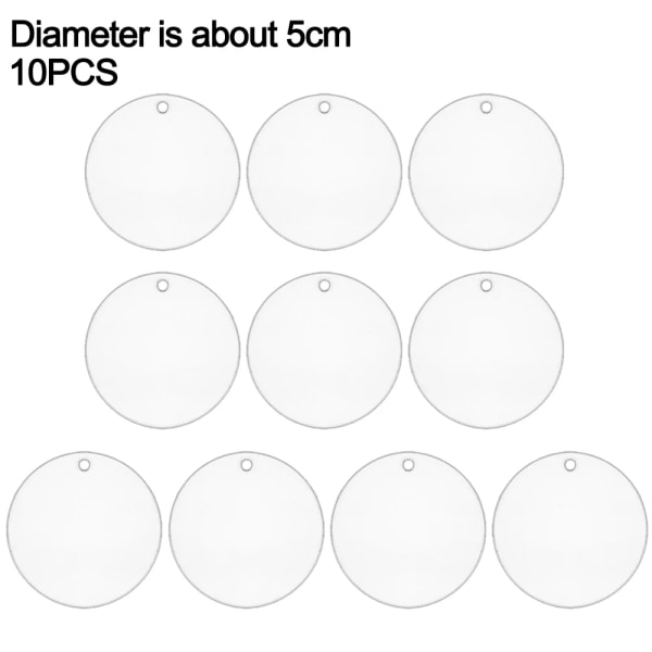 10/5 st Akrylskivor Julgran Hängande Ornament DIY Tom Cirkel Jul Nyår Dekor för Hem Klar Prydnadskula Hantverk 10PCS-Diameter 7.5cm