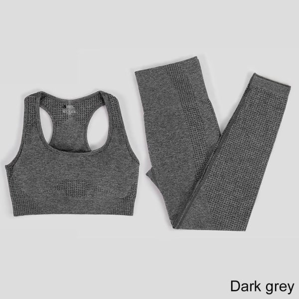 Set Träning Sportkläder Gymkläder Fitness Leggings Toppar för kvinnor bra pants drake gray M