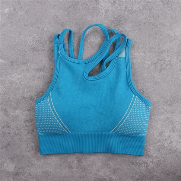 Yoga Set Crop Top BH Shorts Leggings Träningskläder Aktiv Fitness Gym Kläder Blue Top M