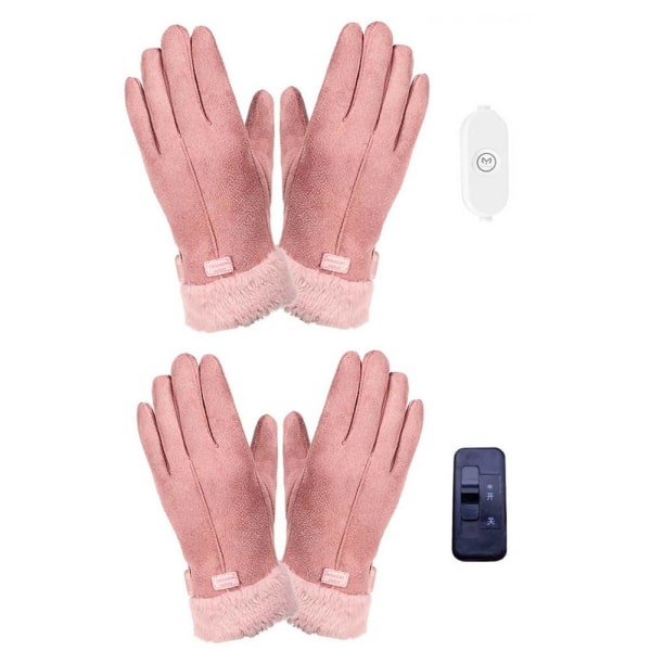 Dam Fullfingerhandskar USB-laddning Värmehandskar 3D Ergonomi Dam Värmande Handskar Utomhuscykling Elektriska Handskar on off version As  photo