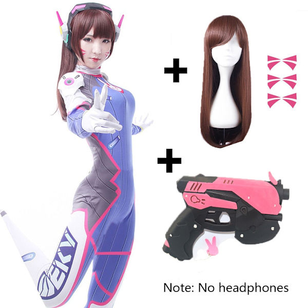 Dva Cosplay Kostyme Spill Dame Voksen Barn Lycra 3D-printing Spandex Halloween Party Zentai Parykk Drakter Våpen D.Va cos Clothing.pistol.wig XL