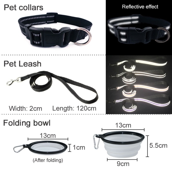 Hundbärväska Ryggsäck för Hundar Ut Dubbel Axel Bärbar Reseryggsäck Utomhus Hundbärväska Reseset Black set S for 0-5kg