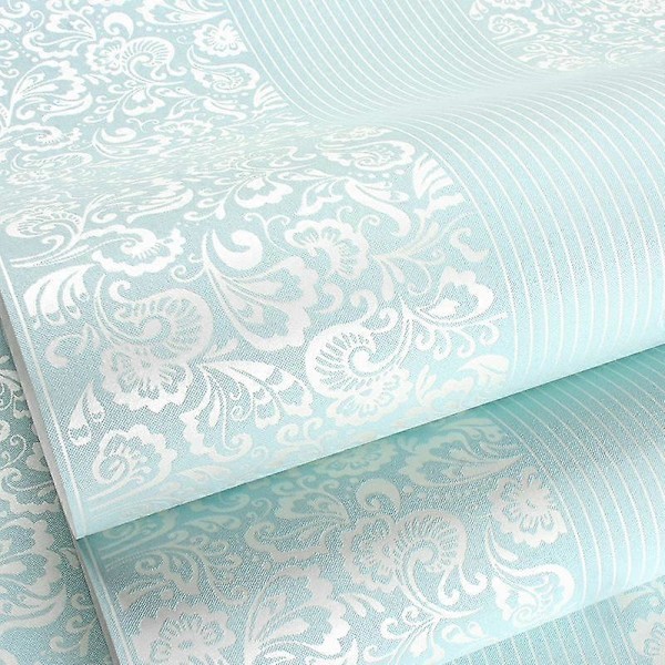 Moderne Simpelt Soveværelse 3D Stereo Stue Hvide Lodrette Striber Non-woven Tapet Europæisk TV Baggrund Tapet lyseblå light blue