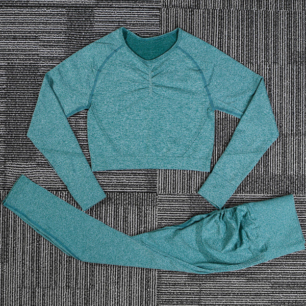 Yoga Set Träningskläder Sportset Gymkläder Toppar Och Leggings För Kvinnor Green set M