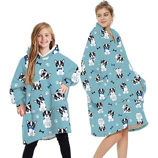 Loalirando Oversized Hupparipeitto Pehmeä Fleece Hupparipeitto Naisille Miehille Lapsille Puettava Huppupeitto Isollla Taskulla Grey - Sheep One Size