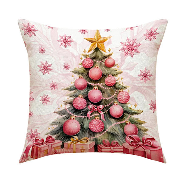 Merry Christmas Kuddfodral 45x45cm Prydnadskudde Vinter Juldekorationer för Hem Träd Hjort Soffa Kuddfodral 21