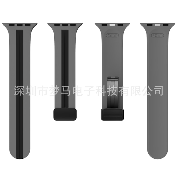 Kellon ranneke Apple Watch iWatch harmaa ja musta 42/44/45/49mm musta solki