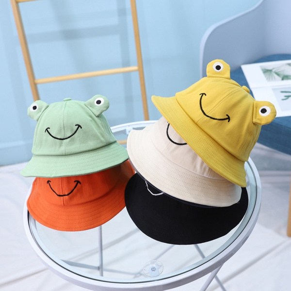 Tegneserie Frø Børne Bucket Hat Børn Sommerhatte Drenge Solhatte Solbeskyttende Babyhatte Yellow 1-5 years