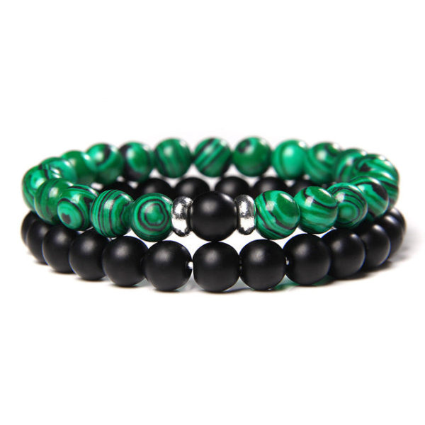 2 stk./sæt Par Distance Armbånd mand Sort Lava Sten Perler armbånd kvinde træ perler Charm Armbånd Kvinder Mænd armbånd 35 redstone 6mm 19cm