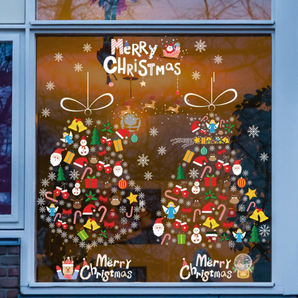 Jul Fönsterdekor Santa Claus Snowflake Stickers Vinter Väggdekor för barnrum Nyår Jul Fönsterdekorationer 5