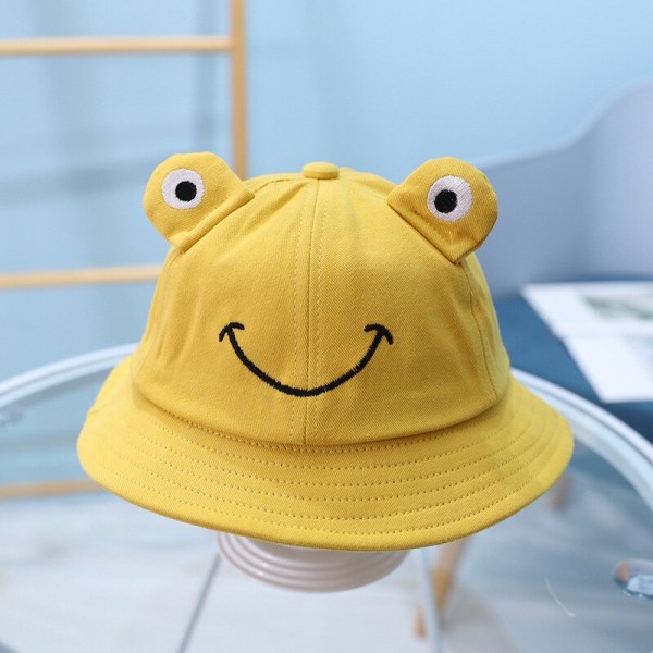 Tegneserie Frø Børne Bucket Hat Børn Sommerhatte Drenge Solhatte Solbeskyttende Babyhatte Beige 1-5 years