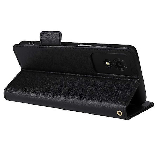 Kompatibelt för TCL 501 T433D Läderfodral Plånboksställ Litchi Textur Telefonskal Grossist Black