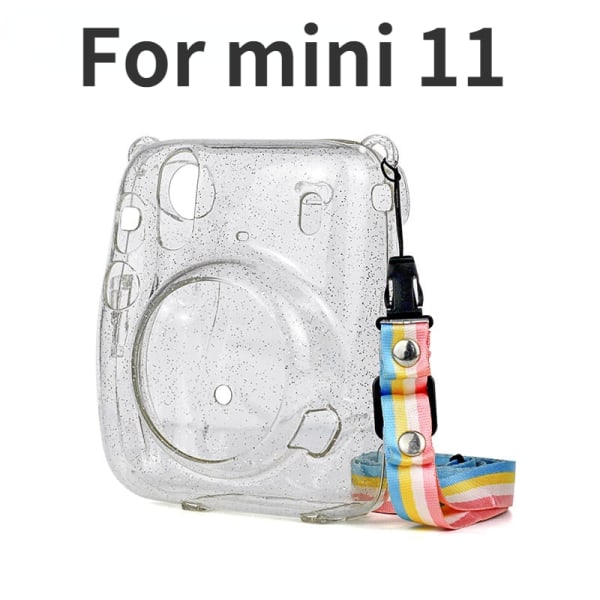 Til Fujifilm Polaroid Film Kamerataske med Skulderrem til Instax Mini 11 Kamerataske PU Læder Blød Silikone Cover Taske Pink
