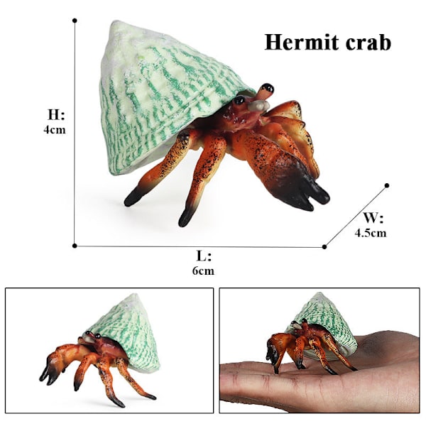 Eremitkräfta Simulering Marin Djur Krabba Ubåtsvarelse Modell Barn Pedagogisk Lärleksak Akvarium Dekoration 3pcs/set