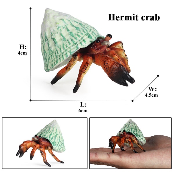 Eremittkreps Simulering Marine Dyr Krabbe Ubåt Skapning Modell Barnas Pedagogiske Læringsleketøy Akvarium Dekorasjon M-2293 tide crab