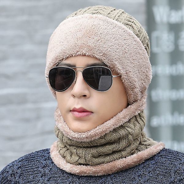 Ny Unisex Vintermössa med Fleecefoder Ull Varm Stickad Mössa Set Tjock Mjuk Stretch Vintermössor För Män Kvinnor Fritid Beanie Mössa Red 55cm-62cm