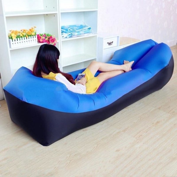 Lazy Lay Bag Högkvalitativ Snabb Uppblåsbar Lazy Soffa Lounger Luftsoffa Unicorn Sittsäck Stol Utomhus Strand Lounger Navy blue M