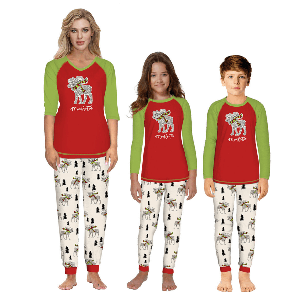 Julpyjamas Matchande familjepyjamas printed förälder-barn pyjamas tröja byxor Tvådelat set Casual hemkläder BZN-TZA001 Adult-S