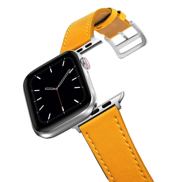 Real Leather Loop Armband Bältesband för Apple Watch SE 7654 42MM 38MM 44MM 40MM Strap on Smart iWatch 3 Watchband 45mm 4 Slim Orange 40mm