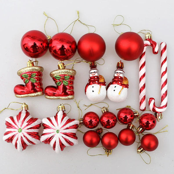 Julekuler Rød Polkagris Hengende Ornament Store Anheng Sett Julepynt Til Hjemmet 2024 Natal Navidad Nyttår Red-29pcs