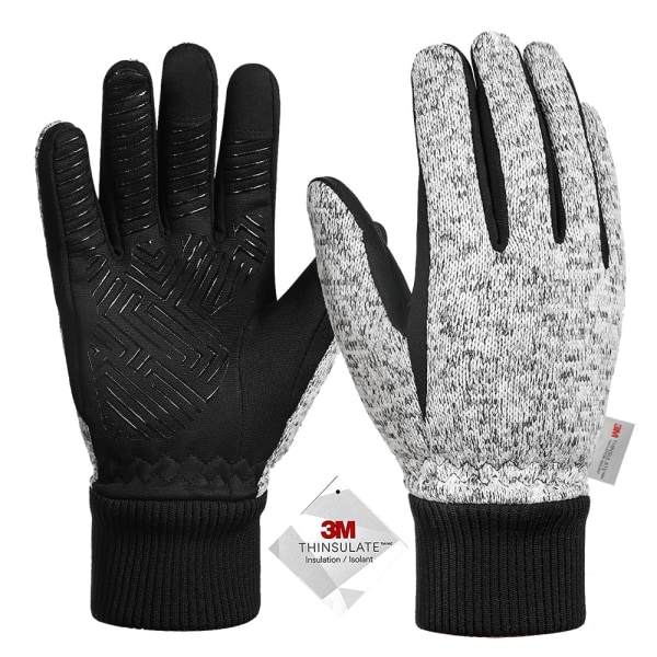 Vinterhansker -10℉ 3M Thinsulate Termiske Hansker Kaldt Vær Varme Hansker Løpehansker Berøringsskjerm Sykkelhansker for Menn Kvinner Dark-gray XL