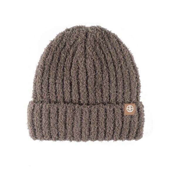 Lämmin pehmoinen myssy naisille, reunustettu neulepipo miehille, samettinen kylmäsuoja, korvaläpät, slipover-pipo Beige Average size
