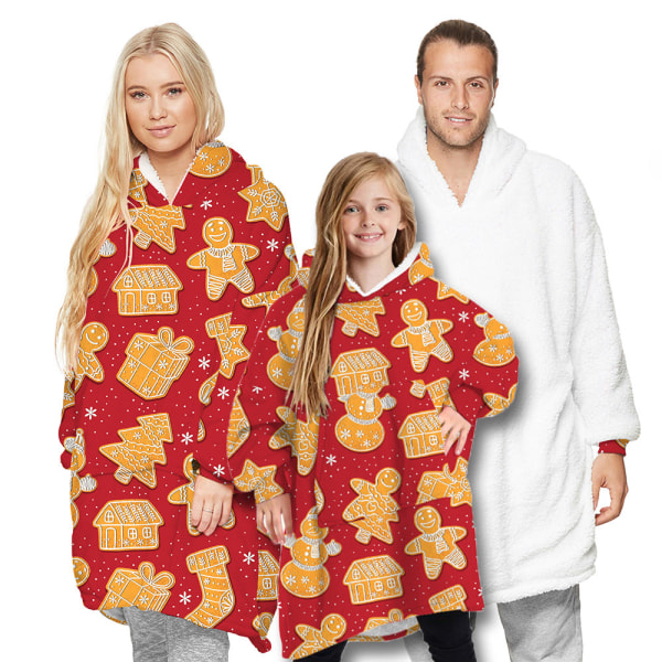 Joulu Pyjamat Yhteensopivat Perhe Pyjamat Talvi Peitto Yöpaita Pitkähihainen Kashmir Huppari Kaksisuuntainen Käyttö BWQG-TWQG036 Adult style-average size