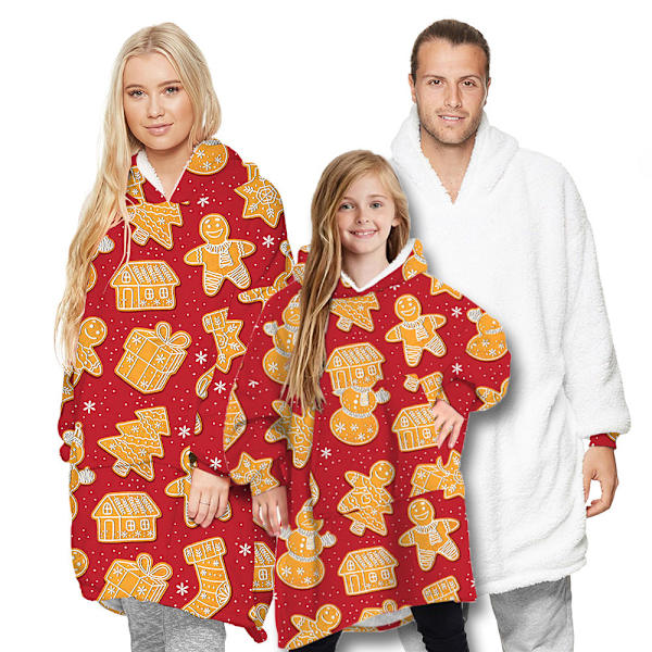 Joulu Pyjamat Yhteensopivat Perhe Pyjamat Talvi Peitto Yöpaita Pitkähihainen Kashmir Huppari Kaksisuuntainen Käyttö BWQG-TWQG039 Children's style-average size