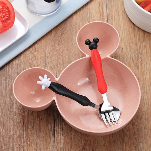 3 st/set Baby Vete Servis Matning Tecknade Rätter Baby Barn Träningsskål Tallrik Mat Matning Servisset för Barn Pojkar Pink